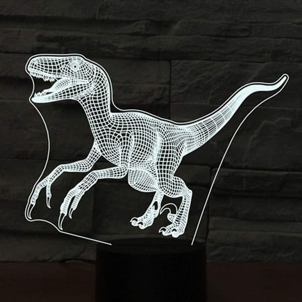Raptor Abstrakt 3D LED Optisk Illusions Natlampe 7 Farver