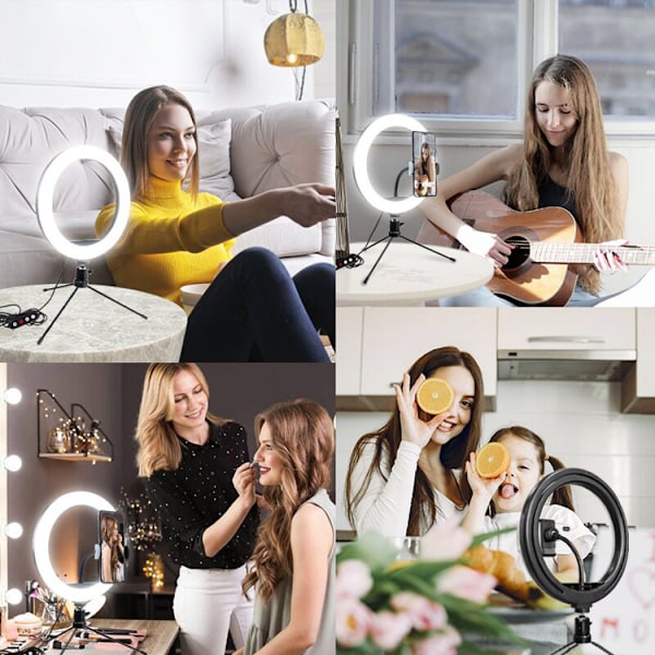 Ring Light 10 tum LED Selfie Stick Ringlampa