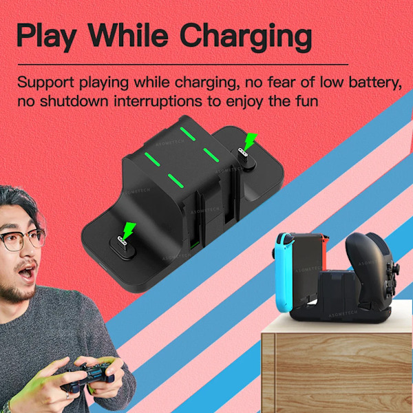 6 i 1 Laddningsdocka för Nintendo Switch Konsol Joy-con Controller Gamepad Laddare Dock Station DC5V/2A Laddningsställ NS Switch