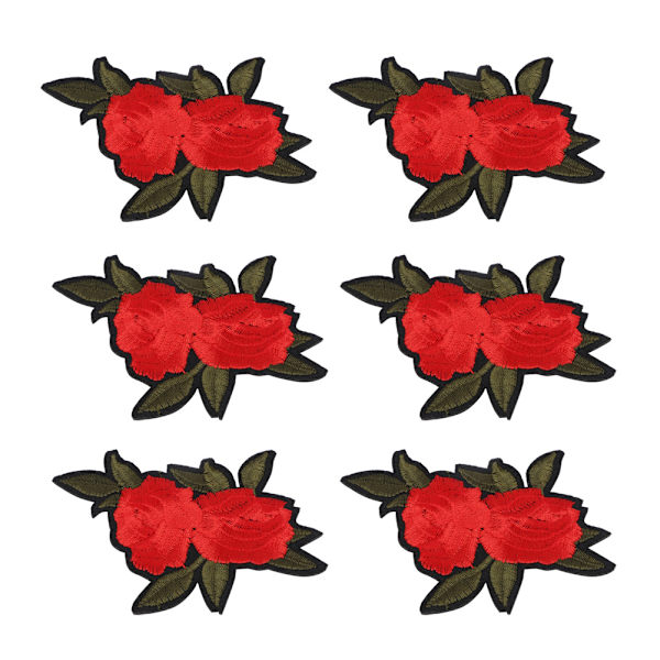 Rød rose broderet patch DIY dekoration tøj strygejern sy mærkat håndværk tilbehør
