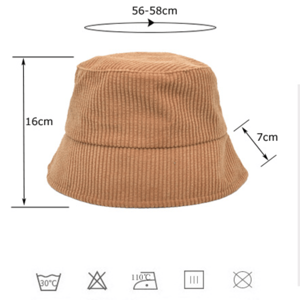 Unisex Vinter Varma Kordflöjel Sammet Hink Hat Ribbad Solid C A