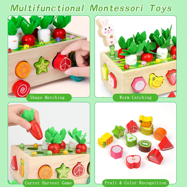 Lasten Puinen Montessori-Leikkikalut: Oppimislelu Pojille ja Tytöille Syntymäpäivälahjaksi - Muotolajittelu Hienomotoristen Taitojen Pelit