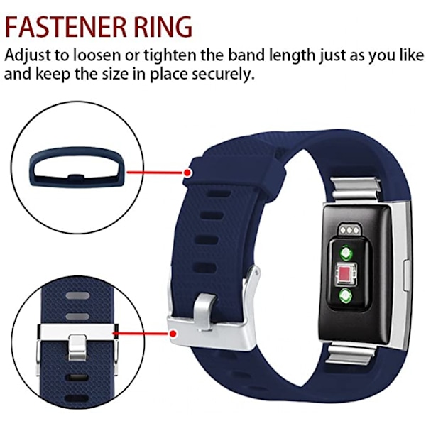 Älykello, rannekkeen vaihtohihna yhteensopiva Fitbit Charge 2:n, Classic ja Special -mallien kanssa, säädettävät urheilurannekkeet (Navy-L)