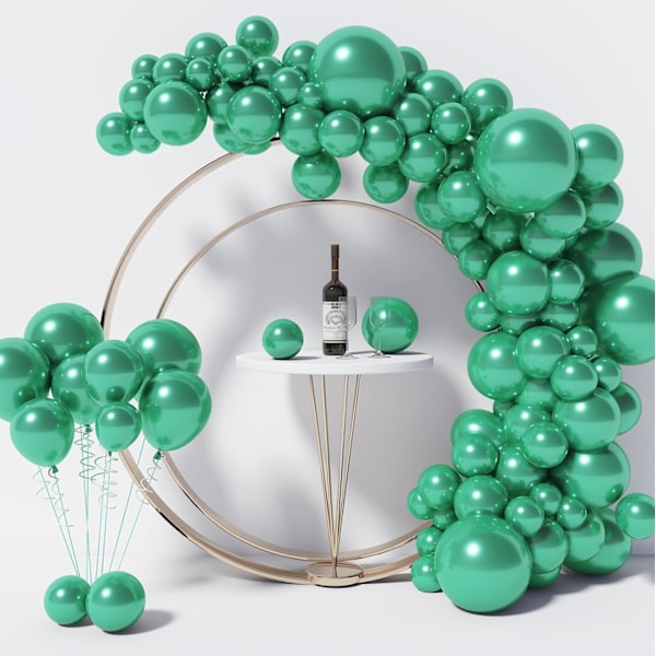 130 stk. metalliske grønne balloner i forskellige størrelser 18\" 12\" 10\" 5\" ballonbue guirlande sæt perfekt til fødselsdagsfest, dimission, babyshower, bryllup, Metallic Green