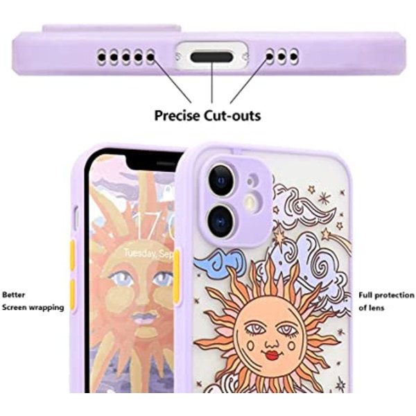 Kompatibel med iPhone 11 Skal Matt Klar Design Sol Måne
