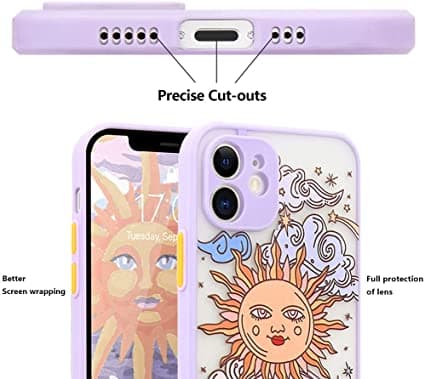 Kompatibel med iPhone 12 Case Mat Klar Design Sol Måne