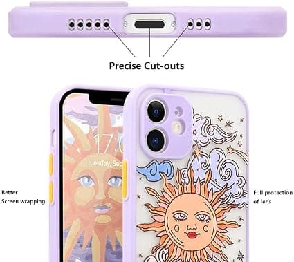Kompatibel med iPhone 12 Deksel Matt Klar Design Sol Måne