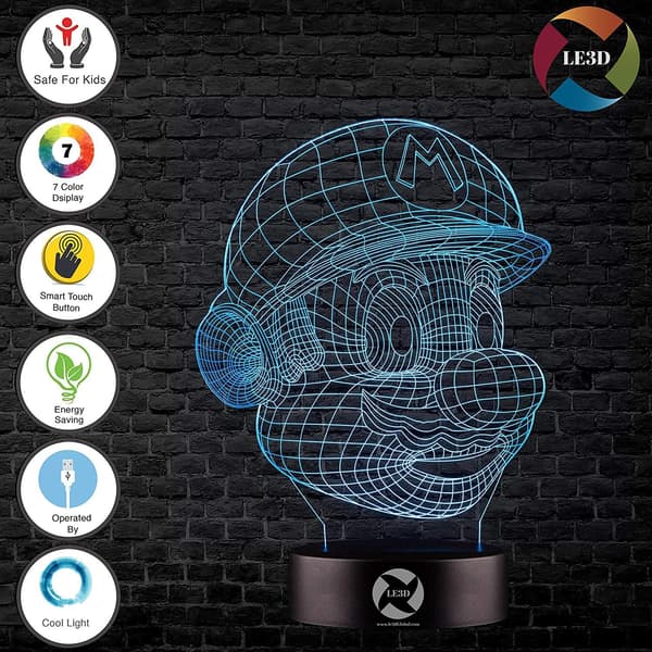 3D Optisk Illusions Natlampe - 7 LED Farveskiftende Lampe