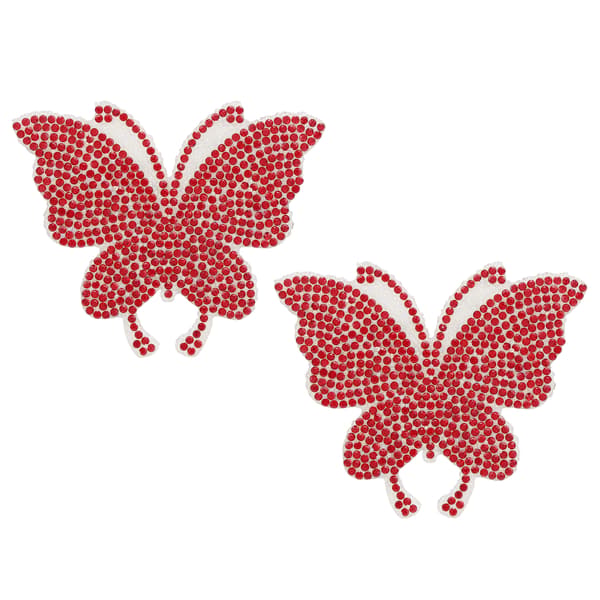 Krystall Butterfly Sticker Shiny Adhesive Hot Rhinestone for Dekorasjon Klær Bil DatamaskinRød
