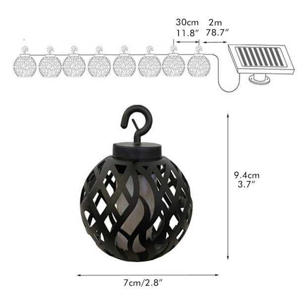 LED-simuleret solflammelys Have Lys Solstrenglys Vandtætte dekorative lys til havebryllup Juleindretning