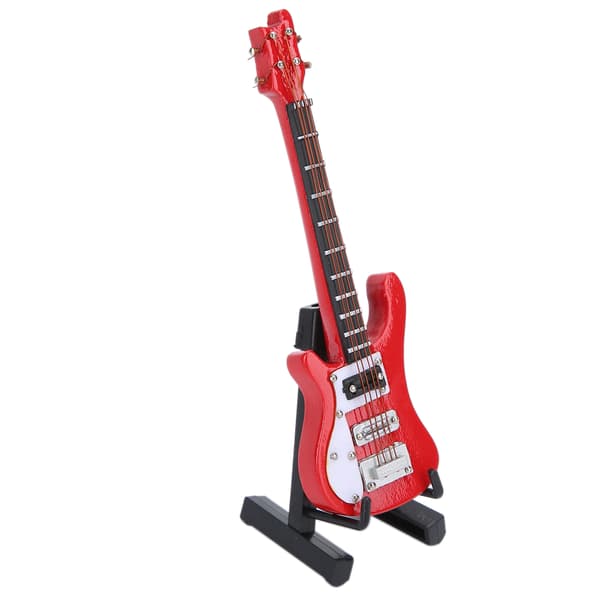Miniatyr trä simulering elgitarr modell musikinstrument prydnader presenter röd