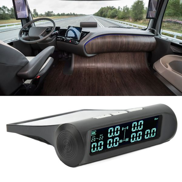 6 Hjul Dæktryksovervågning DC 5V Stabilt Signal LCD Display Præcis Alarm Lydadvarsel 8bar Solcelledrevet TPMS til Lastbil RV