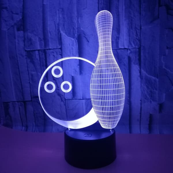 3D Bowling Nattlys Bord Skrivebord Optisk Illusjon Lamper 7 C