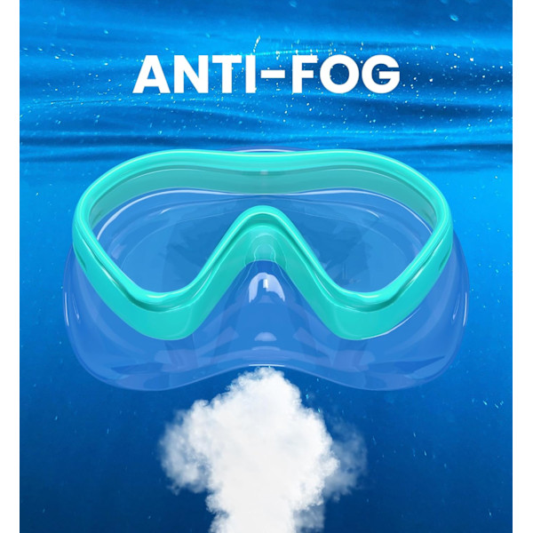 Svømmebriller for barn med nesebeskytter, snorkelmaske for 3-12 år Pack-Blue