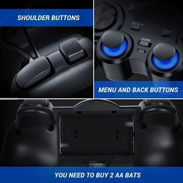 USB 2.4G trådlös spelkontroll 2-pack för PC/bärbar dator (Windows XP/7/8/10)/ Android / PS3 & Steam Joystick Gamepad för pc Games Controller C