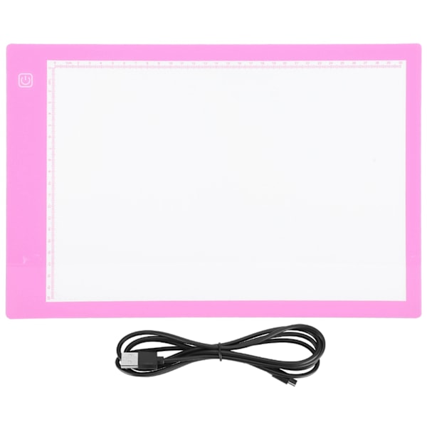 A4 LED Lys Tegnebrett Sporing Tegnebrett Tegne Kopi Pude (A4‑DC Rosa Trinnløs Dimming)