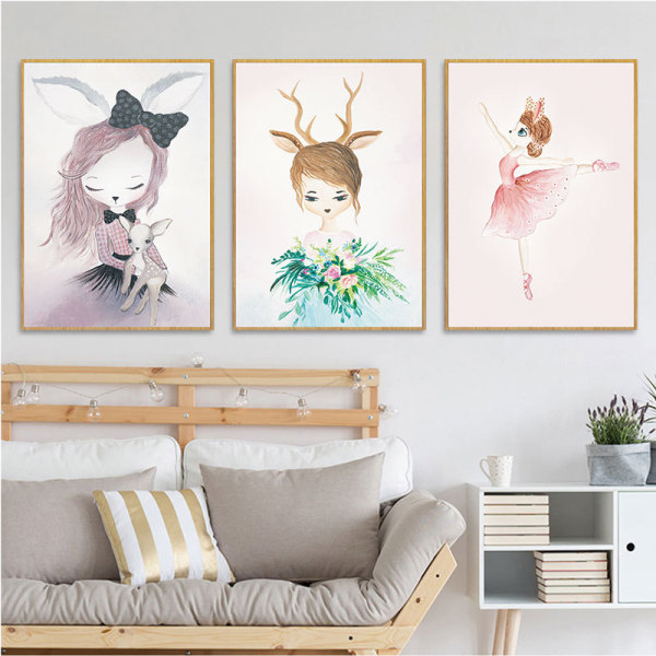 Cartoon Fairy Rabbit 4 Wall Art Canvas Print Poste 50x70cm