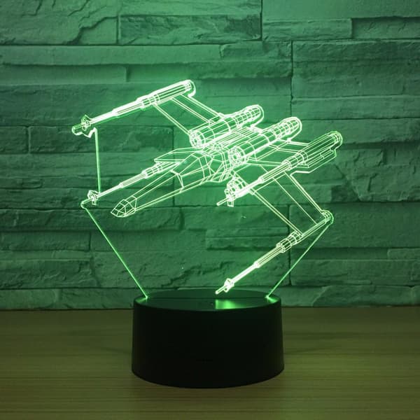 3D Fighter Fly Natlampe Bord Skrivebord Optisk Illusion Lampe