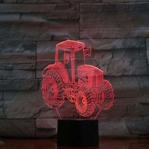 Traktor 3D nattlampa, TINYOUTH Illusion Skrivbordslampor vid sängbord