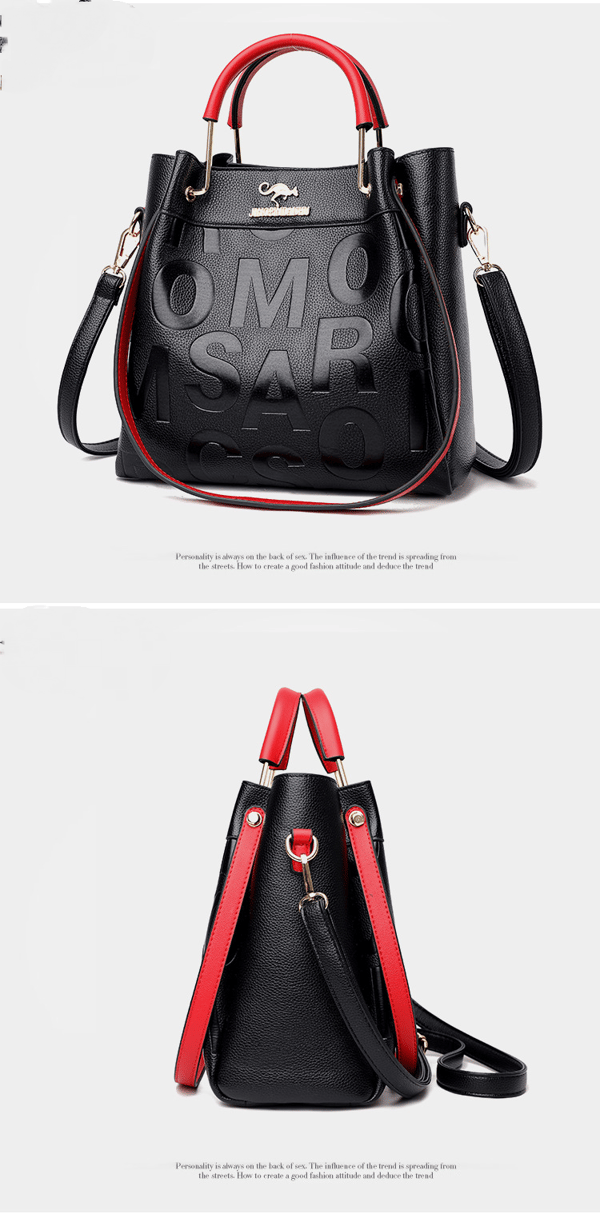 Designerväskor för damer Stora läderväskor Tote Messenger Axelväska Crossbody Topp Dragkedja Väska-Röd
