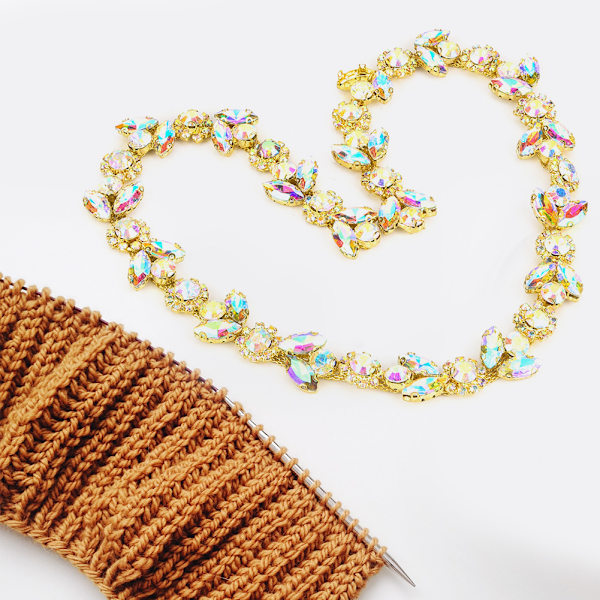 1 Yard Rhinestones Band Kristall Glas Borr Kedja Trim DIY Dekor Kläder Tillbehör (#5)