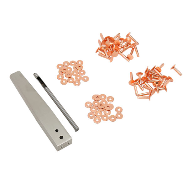 Kobbernagler Burrs Kit Kobbernagler med Settere Rustfrie Nagler DIY Lærhåndverktøy for Klær Veske Belte Stil C