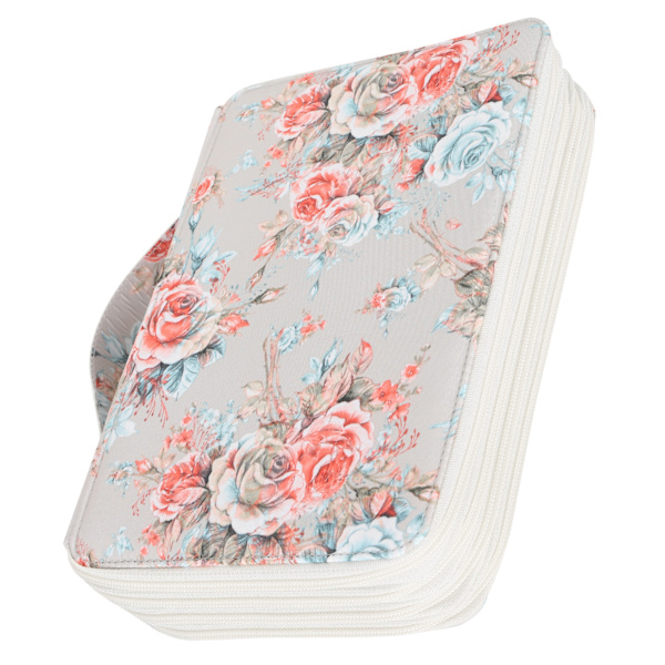 Blyantsæske 200 Slots Rose Trykt 4-Lag Zipper Pen Holder Stationery Opbevaringslomme