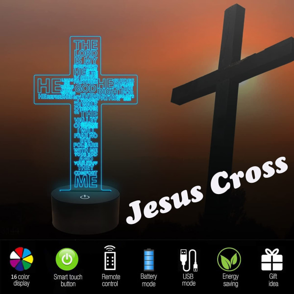 Jesus Cross 3D Night Light, Christ Optical Illusion Lights 1