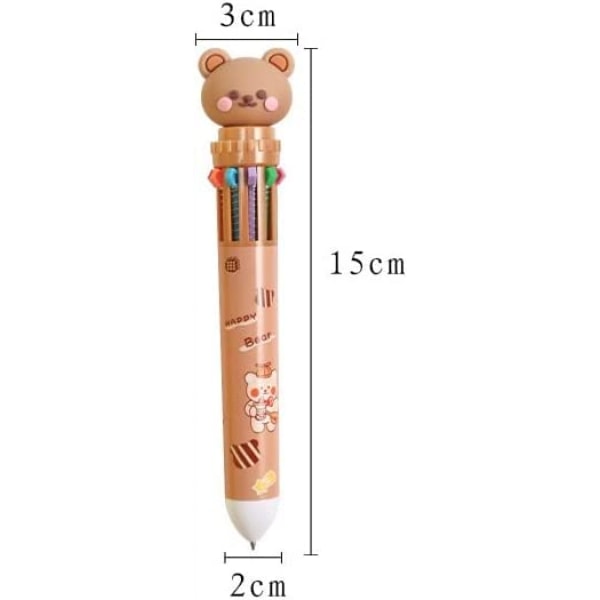 Flerfärgad björn 0,5 mm 10-i-1 Retractable Kulspetspennor 10