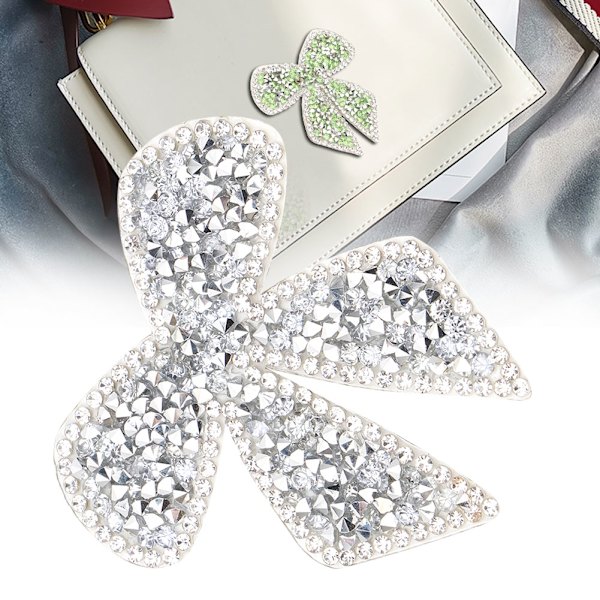 Smukke Rhinestones Sløjfe Krystal Kæde Trim Tøj Broderi Mærkat Patches (Sølv)
