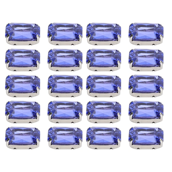 20 stk. DIY Claw Diamanter Brudekjole Retro Fashion Craft Glas Tøj Dekorationer 13 x 18mm Royal Blue Rektangel Glas Claw Diamant