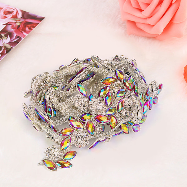 DIY Sy Rhinestones Trimming Ribbon Claw Chain Kläder Appliques (lila röd)