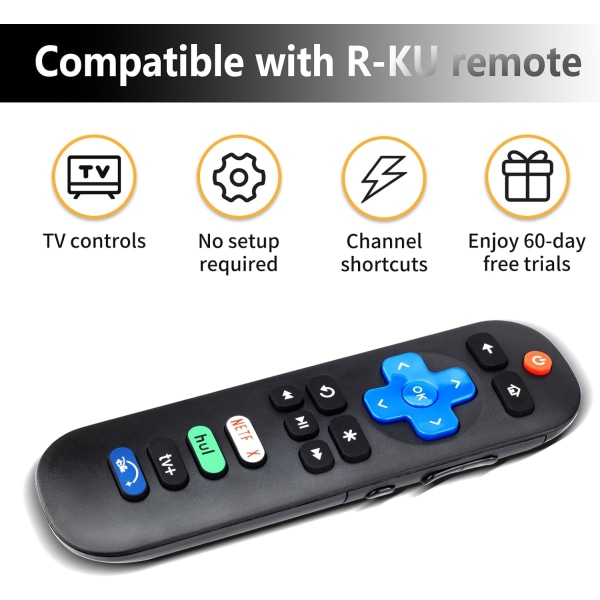 EFGWXYZ 【2 kappaleen pakkaus】 Uusi yleismaailmallinen TV-kaukosäädin Roku TV，Vaihtokaukosäädin yhteensopiva vain Roku TV:n kanssa Vaihto TCL Roku/Hisense Roku/Onn Rok