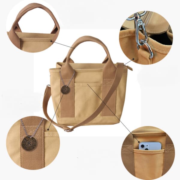 Kvinnor Canvas Tote Handväskor Casual Axelväska Arbetsväska Crossbod