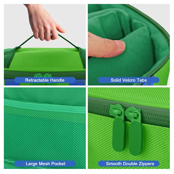 Söt Switch Bärväska för Nintendo Switch/Lite/OLED, Bärbar Mjuk Skal Vattentät Messenger Väska Oxford för NS SD Konsol Dock JoyCons Tillbehör Green