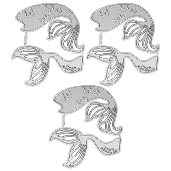 3 stk. kunstig havfruehale ramme metal skæredør til DIY scrapbooking håndværk