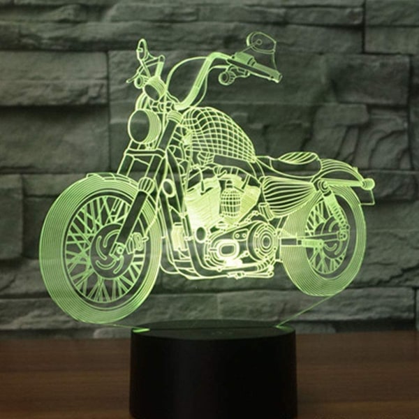 3D Illuusio Yövalo Moottoripyörä 7 Väriä Vaihtava Kosketuskytkin USB-Virralla LED-Koristepöytälamppu Juhliin, Syntymäpäiville, Jouluun, Halloweeniin
