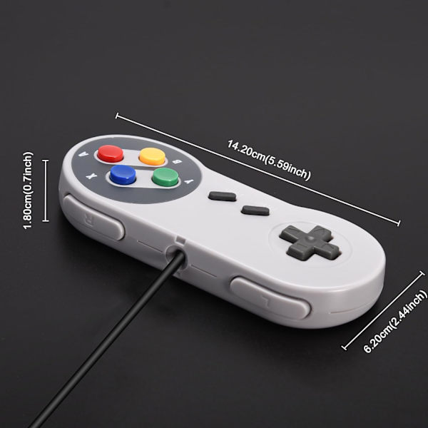 2-pack kabelanslutna SNES-spelkontroller, SNES-kontroller helt kompatibel med original SNES/SFC - [Plug and Play] (flerfärgade knappar) Colourful