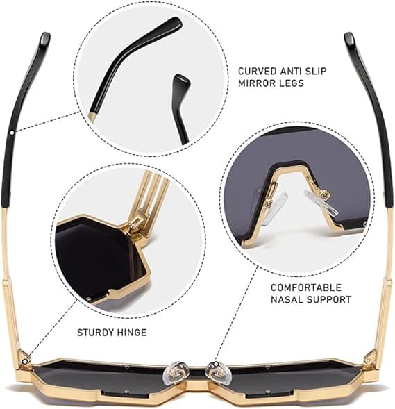 Retro Steampunk Solbriller til Mænd, Moderne Cool One Piece Irregulær Metalramme Solbriller