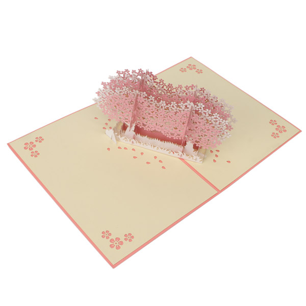 Cherry Card 3D Pappersromantisk Gratulationskort för Bröllopsdag Alla hjärtans dag med Kuvert Rosa