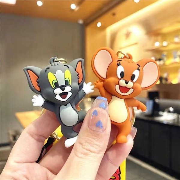 Piirretty Animaatio Avaimenperä - Ihastuttavat Kissa ja Hiiri Kuviot, Täydellinen Reppuihin ja Avaimiin, Yllätys Joulu-, Loma- ja Syntymäpäivälahjoiksi Mouse