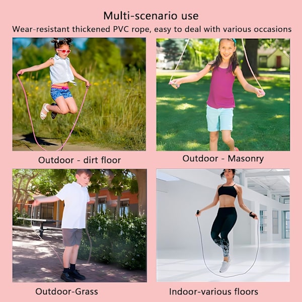 Børnehoppetov - Speed Jump Rope til børn 8-12, letvægts, tangle-fri, justerbar, perfekt til småbørn, voksne begyndere, hoppetov til fitness, forbedre 3PC