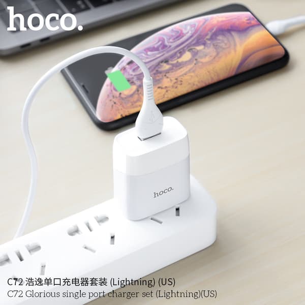 Hoco C72 Haoyi enkeltport oplader egnet til Apple univer