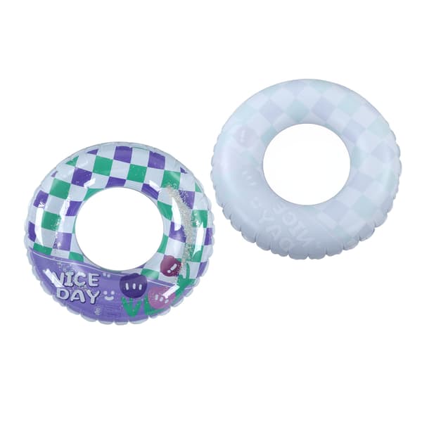 Svømme Ring PVC Oppustelig Gitter Mønster Svømme Float Pool Float Bærbar til Strand Rejse