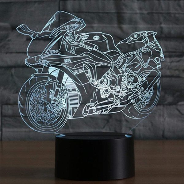 3D Illusion Nattlampa Motorcykel 7 Färgförändrande Touch Switch USB-driven LED Dekoration Bordlampa för Semester Födelsedag Jul Halloween