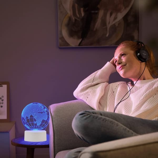 3D Jord Amerika Globus Optisk Illusion Natlampe 7 Farver