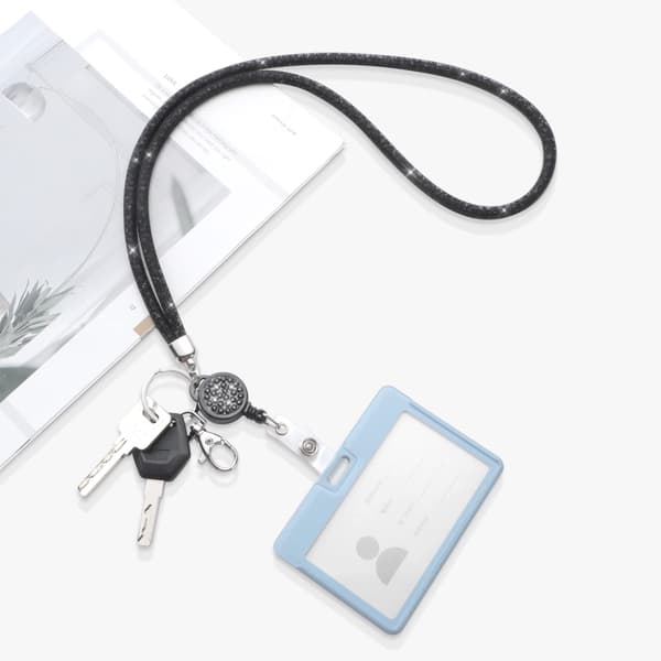 ID-kort lanyard med 32,9\" rem til ID-kort, sort, 1 pakke black