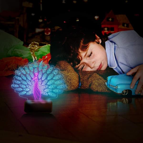 Farverig Phoenix Lampe 3D Visuel Phoenix LED Natlampe Touch