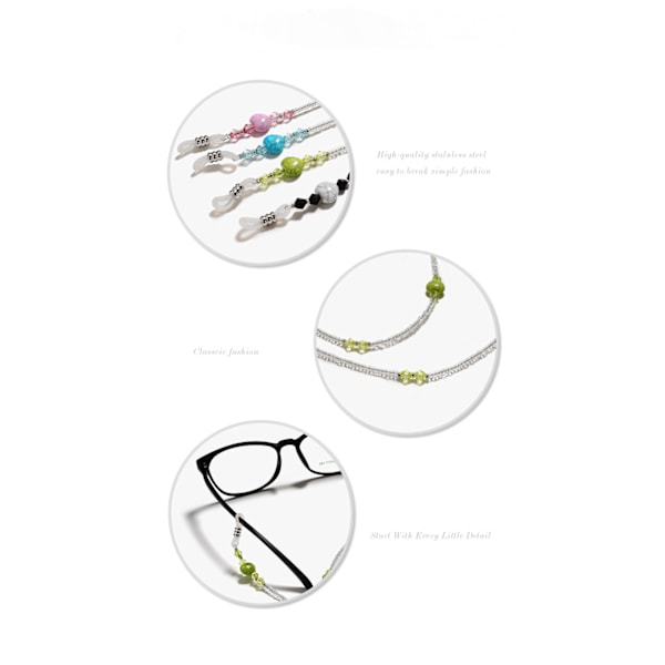 4 st färgade maskband pärlade glasögonkedjor damhalsband