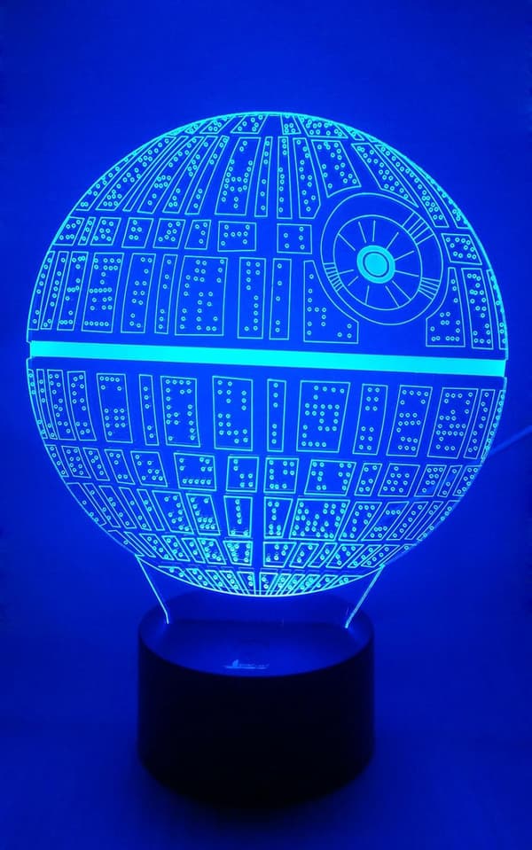 Dødsstjerne 3D Natlampe LED Illusionslampe Sengelampe Bordlampe
